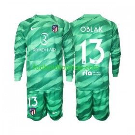 Atlético Madrid Jan Oblak 13 Målmand Børn Udebane Grøn trøje 2023-24 L/S